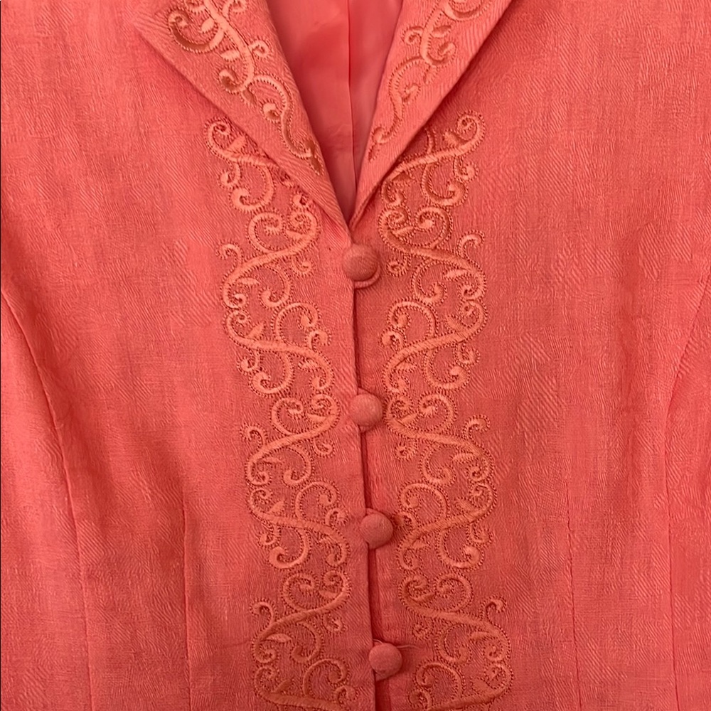 Coral colored 2 piece skirt and matching top. - Picture 2 of 8